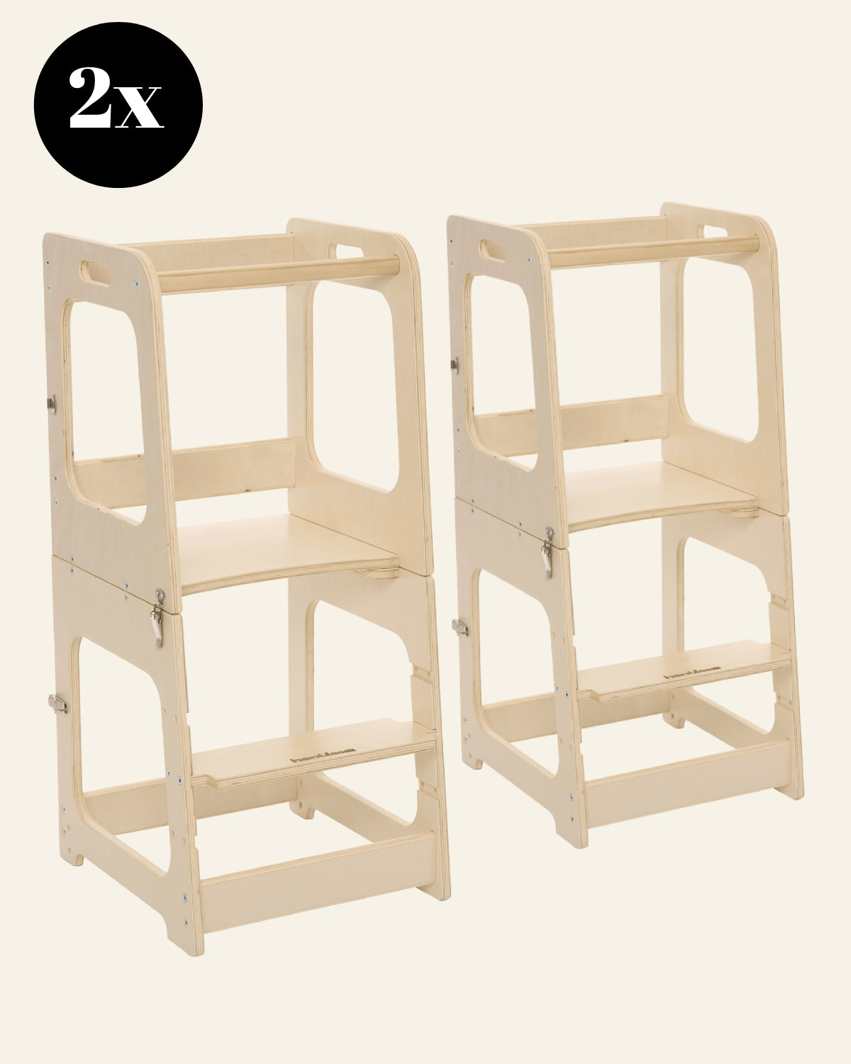 Set van 2 Leertoren Keukenhulp - Opvouwbaar - Naturel Chef