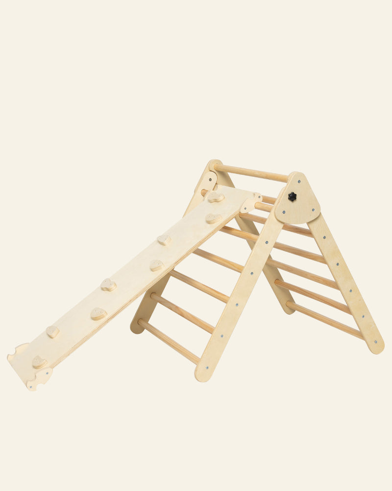 Houten Klimrek Pikler klimdriehoek met trap/glijbaan + Gratis speeltent